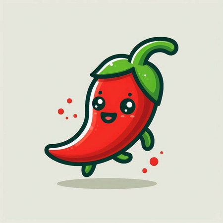 Cute cartoon chili pepper character. Vector illustration of a cute chili pepper character.のイラスト素材