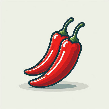 Red hot chili pepper isolated on white background. Vector illustration in cartoon style.のイラスト素材