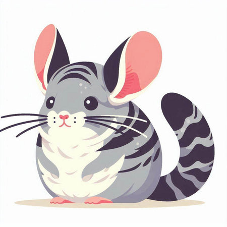 Cute cartoon chinchilla isolated on white background. Vector illustration.のイラスト素材