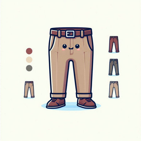 Cute cartoon men's trousers. Vector illustration on white background.のイラスト素材