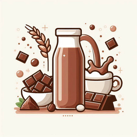 Coffee and chocolate. Vector illustration in flat cartoon style.のイラスト素材