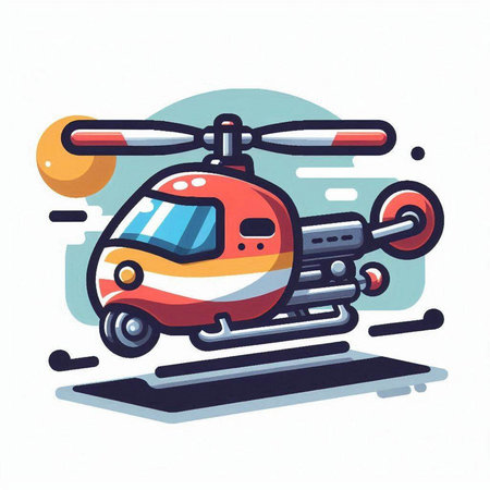 Helicopter icon. Vector illustration of a helicopter in flat style.のイラスト素材