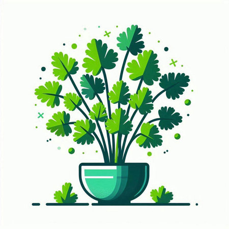 Parsley in a pot on a white background. Vector illustration.のイラスト素材