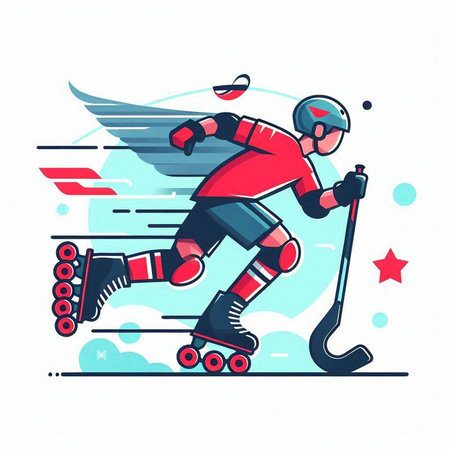 Roller skater in action. Vector illustration in a flat style.のイラスト素材