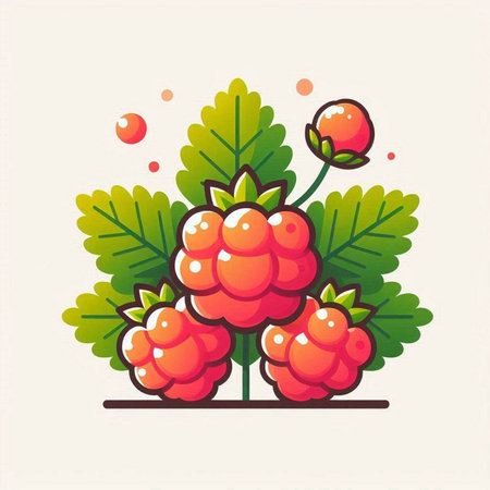 Raspberry illustration isolated on white background. Vector illustration in cartoon style.のイラスト素材