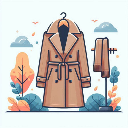 Autumn coat. Vector illustration in flat cartoon style. Fashionable coat.のイラスト素材