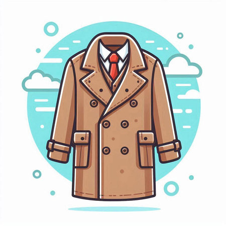 Vector illustration of coat. Isolated on a white background. Flat style.のイラスト素材