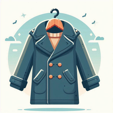 Men's winter coat on a white background. Vector illustration in flat style.のイラスト素材