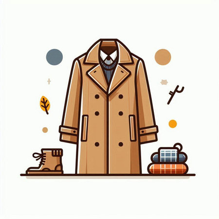 Vector illustration of a winter coat on white background. Winter clothes.のイラスト素材