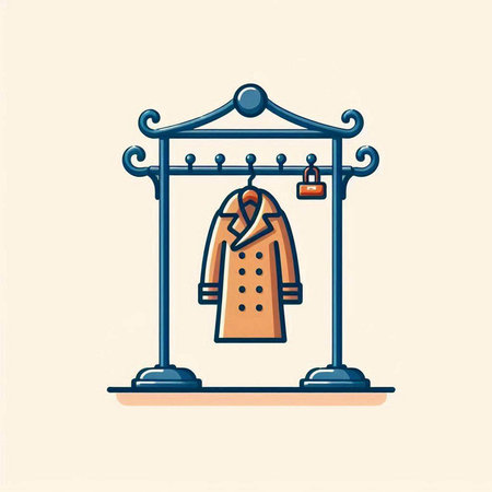 Vintage coat hanging on a hanger. Vector illustration in flat styleのイラスト素材