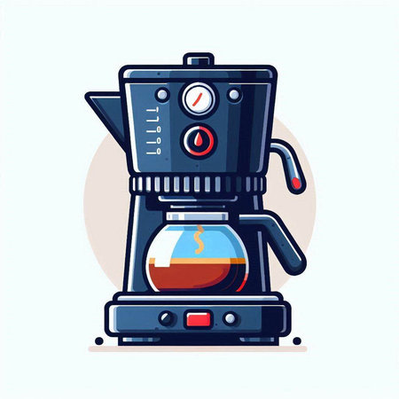 Coffee maker machine. Vector illustration in flat cartoon style.のイラスト素材