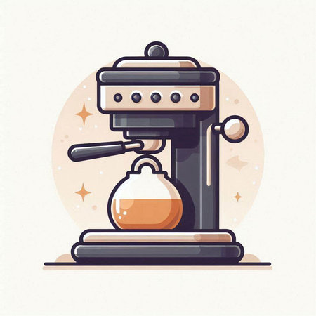 Coffee machine icon. Vector illustration in flat cartoon style.のイラスト素材
