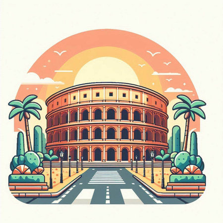 Colosseum in Rome, Italy. Colosseum is one of the most famous landmarks of Rome. Vector illustrationのイラスト素材