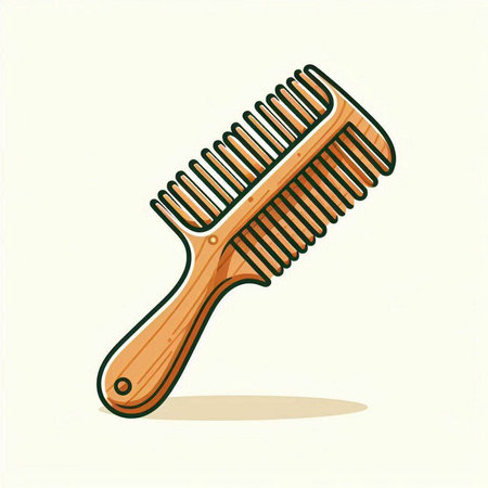 Wooden comb isolated on white background. Hand drawn vector illustration.のイラスト素材