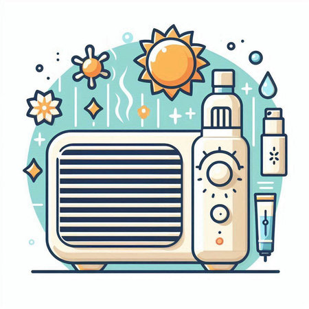 Vector illustration of a set of household appliances. Flat line art style.のイラスト素材