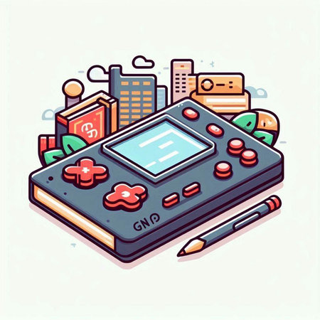 Hand drawn doodle gamepad, mobile phone, books, pencil, money. Vector illustration.のイラスト素材
