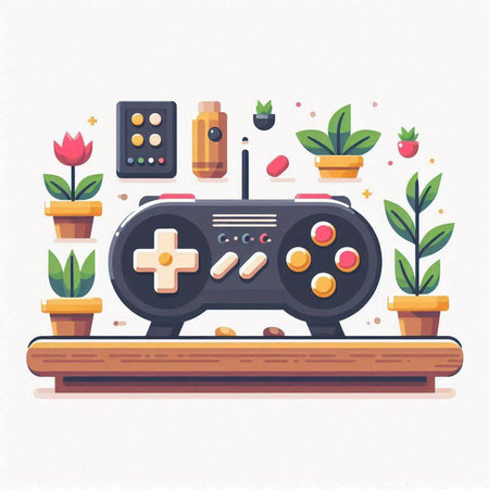 Retro gamepad in flat style. Vector illustration for your designのイラスト素材