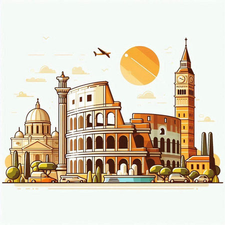 Colosseum in Rome, Italy. Colosseum is one of the main tourist attractions of Rome.のイラスト素材