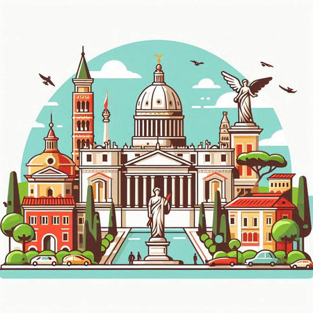 Vatican City, Rome, Italy. Vector illustration. Travel and tourismのイラスト素材