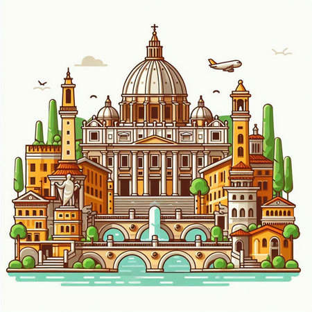 Florence, Italy. Famous Italian landmarks. Vector illustration.のイラスト素材