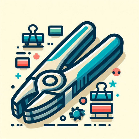 Vector line art flat design illustration of pliers. Icon for web and mobile app.のイラスト素材