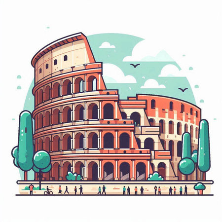 Colosseum in Rome, Italy. Colosseum is one of the main tourist attractions of Rome.のイラスト素材