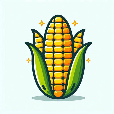 Illustration of a corn on the cob with stars in the backgroundのイラスト素材