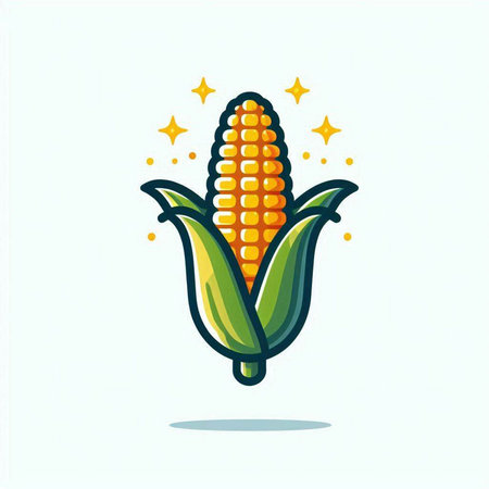 Corn icon. Vector illustration of a corn cob. Flat style.のイラスト素材