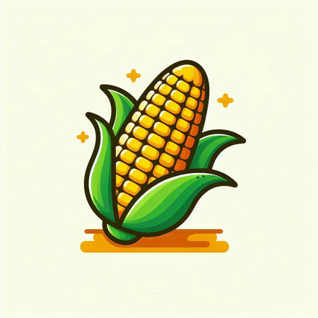 Corn icon on the white background. Vector illustration in flat style.のイラスト素材