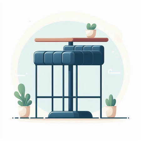 Vector illustration of a cafe with a table and chairs. Flat style.のイラスト素材