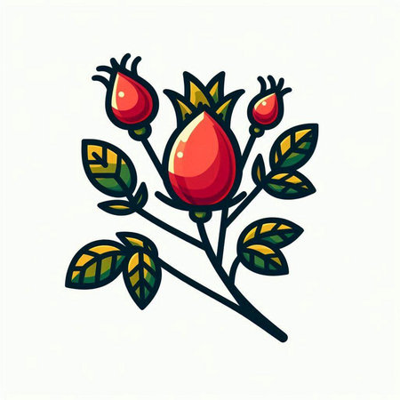 Rosehip vector icon. Isolated rosehip illustration on white background.のイラスト素材