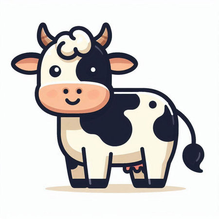 Cute cartoon cow isolated on a white background. Vector illustration.のイラスト素材