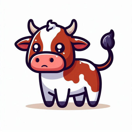 Cute cartoon cow isolated on white background. Farm animal. Vector illustration.のイラスト素材