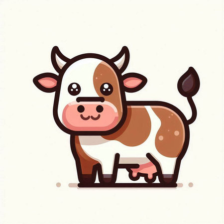 Cute cow cartoon vector illustration. Cute farm animal icon.のイラスト素材