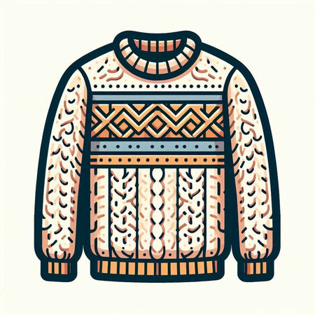 Knitted sweater. Winter clothes. Vector illustration in retro style.のイラスト素材
