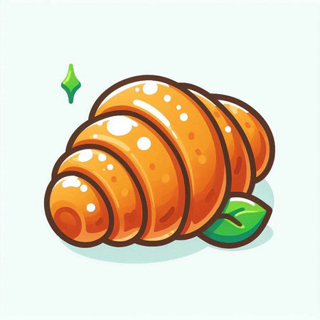 Croissant icon. Vector cartoon illustration of croissant.のイラスト素材