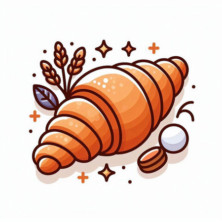 Croissant vector illustration. Cute cartoon croissant icon.のイラスト素材