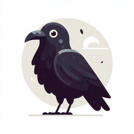 Crow on the background of the full moon. Vector illustration.のイラスト素材
