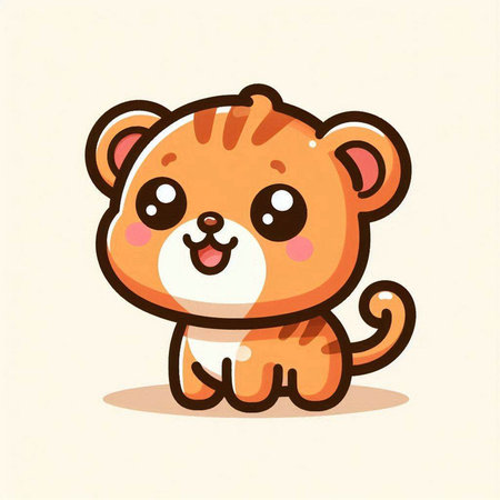 Cute cartoon tiger. Cute animal character. Vector illustration.のイラスト素材