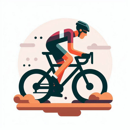 Cyclist riding on the road. Flat style vector illustration.のイラスト素材
