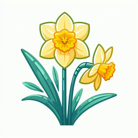 Narcissus flower isolated on white background, vector illustration.のイラスト素材