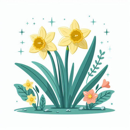 Flower daffodils. Spring flowers. Vector illustration.のイラスト素材