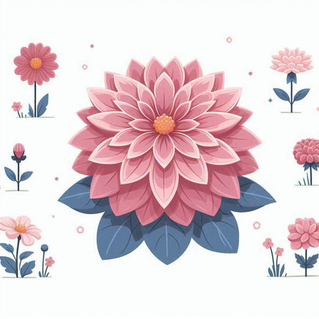 Floral background with pink dahlia. Vector Illustration.のイラスト素材