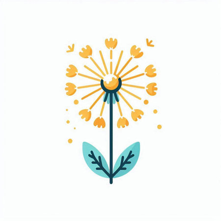 dandelion flower icon on white background, flat vector illustration.のイラスト素材