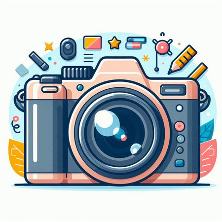 Vector illustration of camera on a white background. Flat style design.のイラスト素材