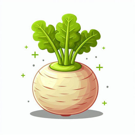 Vector illustration of a fresh turnip isolated on a white background.のイラスト素材