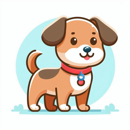 Cute cartoon dog. Vector illustration in a flat style on a white background.のイラスト素材