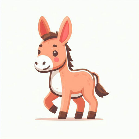 Cute cartoon donkey. Vector illustration isolated on a white background.のイラスト素材