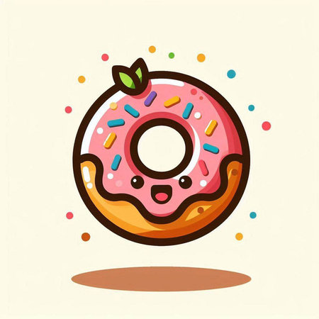 Donut with colorful glaze and sprinkles. Vector illustration.のイラスト素材
