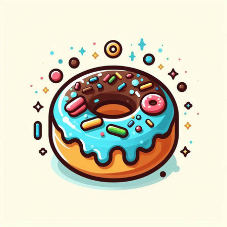 Cartoon donut icon. Vector illustration of sweet donut.のイラスト素材